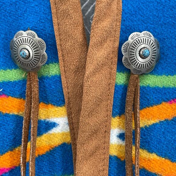 Pendleton Wool Vest Bright Blue Southwestern Rodeo Ranch Blanket Style Size M - Picture 3 of 13